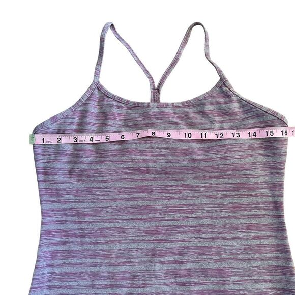 Lululemon Power Y Tank Top Sz 10 Muted Mauve Stripes Galore Pink Gray Purple - Picture 6 of 8
